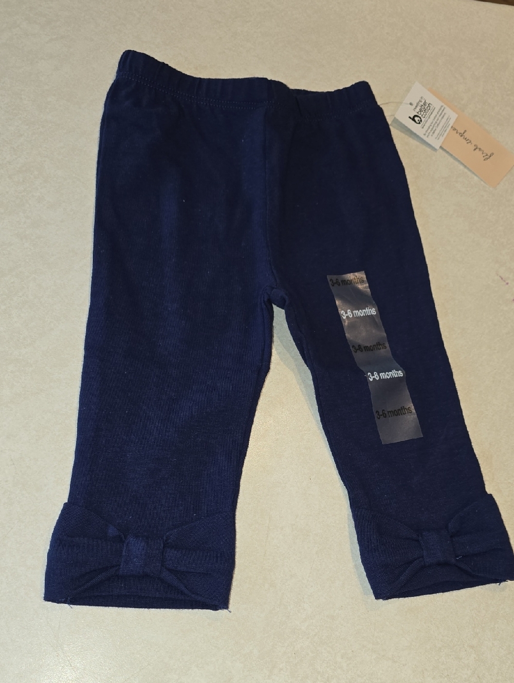 First Impressions Baby Leggings with Bows on Bottom - Navy Blue